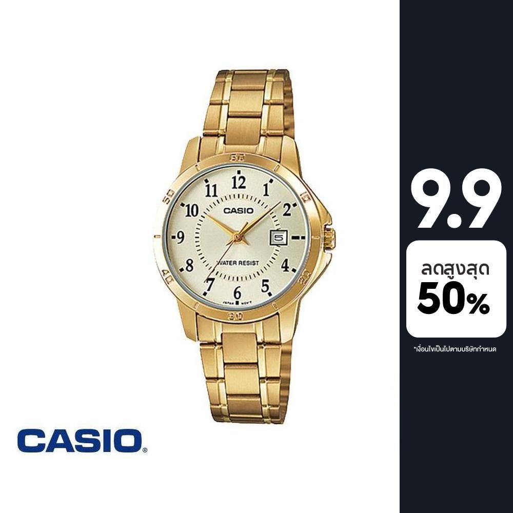 CASIO นาฬิกาข้อมือ CASIO รุ่น LTP-V004G-9BUDF วัสดุสเตนเลสสตีล สีทอง