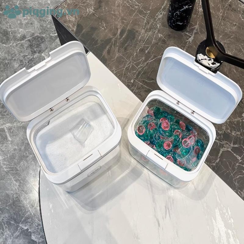 Piqging Laundry Pod Container, Laundry Pod Holder, Sealed And Automatic -Up, Large Capacity with Lau
