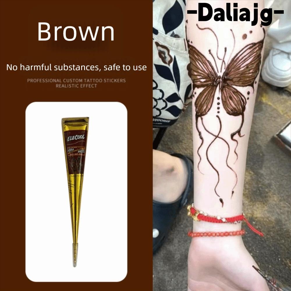 ALIA Henna Paste Cone, ชั่วคราวสีดําสีน้ําตาล Henna Tattoo Cream, Mehndi Easy-To-Use กึ่งถาวรชั่วครา
