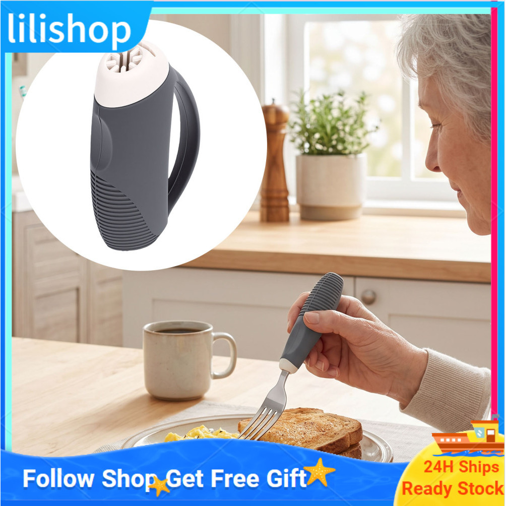 Lilishop Denash Utensils Grip Aid ซิลิโคนตามหลักสรีรศาสตร์ Anti Slip Eating Handle Tool