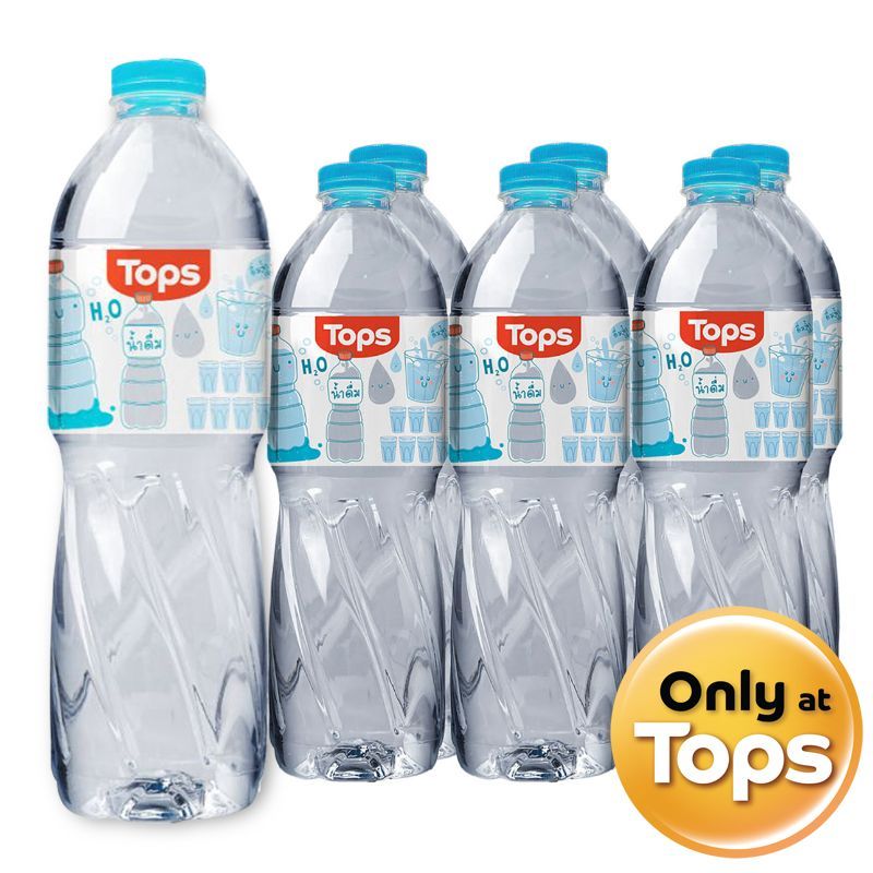 ท็อปส์น้ำดื่ม 1500มล. แพค 6 Tops Drinking Water 1500ml. Pack 6
