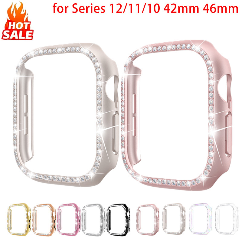 เคส Single Diamond Hollow (ไม่มีฟิล์ม) ปกแข็งสําหรับ Apple Watch 46mm 42mm Series 12/11/10