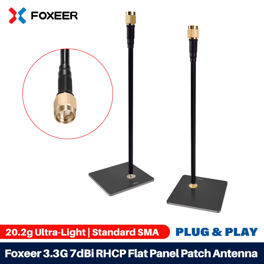 Foxeer 3.3G 7dBi RHCP Patch Directional Flat Panel Antenna High Efficiency SMA Connector 90° Beam An