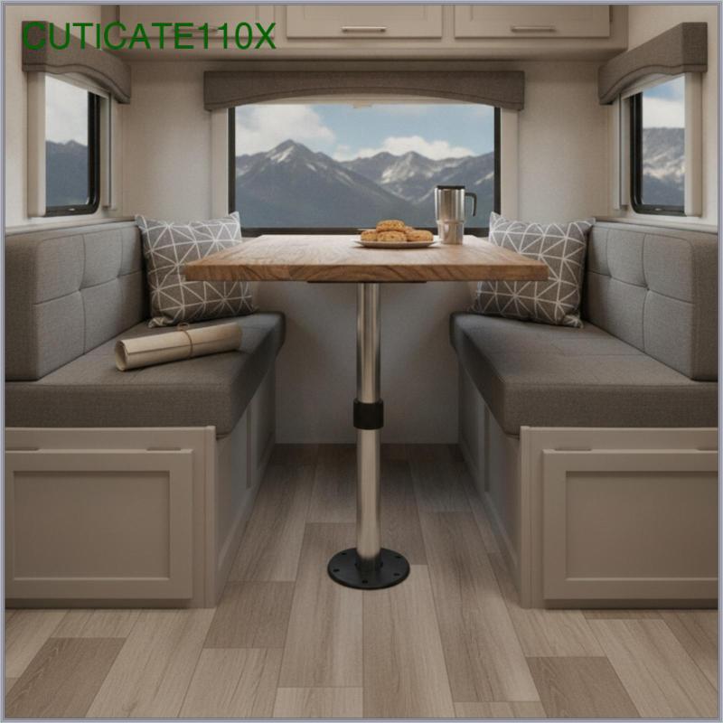 [cuticate110x] แผ่นฐานโต๊ะ RV อลูมิเนียมพร้อมซ็อกเก็ตกลางสําหรับค่ายรถพ่วงสีเงิน