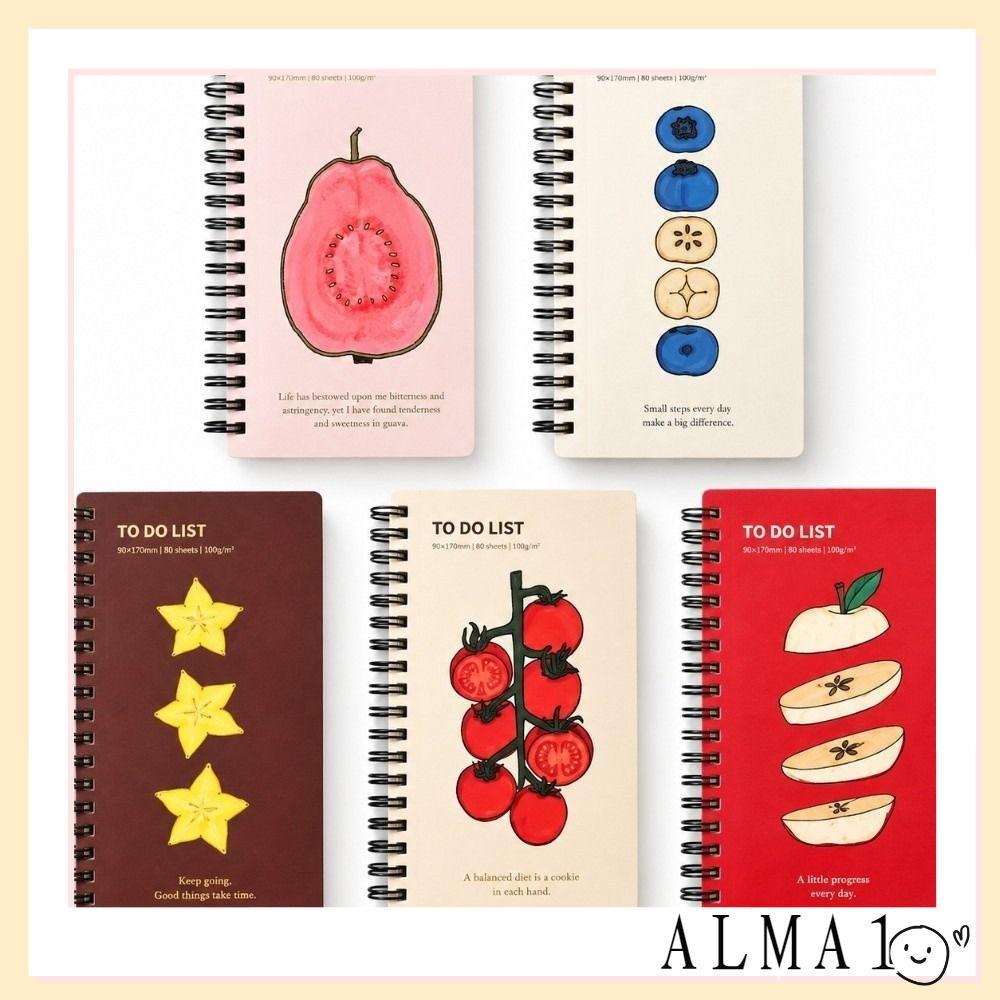 สมุดบันทึก ALMA Journal, Spiral Bound Portable To Do List Notebook, Illustration Cover Aesthetic Hab