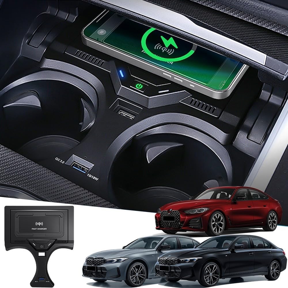 Wireless Charger สําหรับ BMW 3 Series G20 2019-2023 4 Series G22 2020-2023, Wireless Fast โทรศัพท์ชา