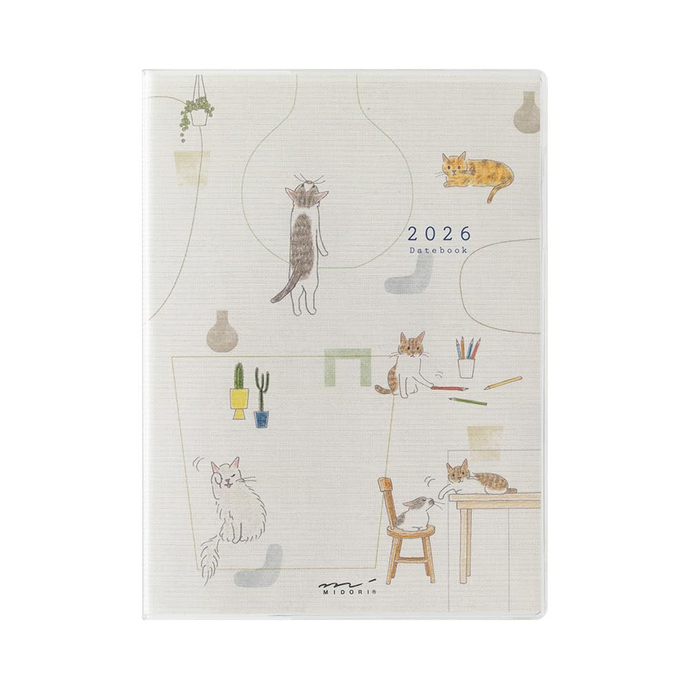 Midori Pocket Diary 2026 A6 Weekly Cat Pattern 22367006 (Starts January 2026)