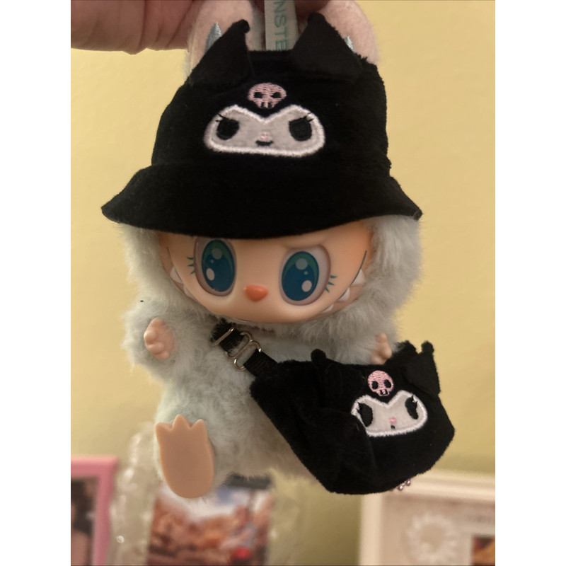 ชุดกระเป๋าหมวก KUROMI POPMART Labubu The Monsters น่าตื่นเต้น Macaron มีที่นั่ง