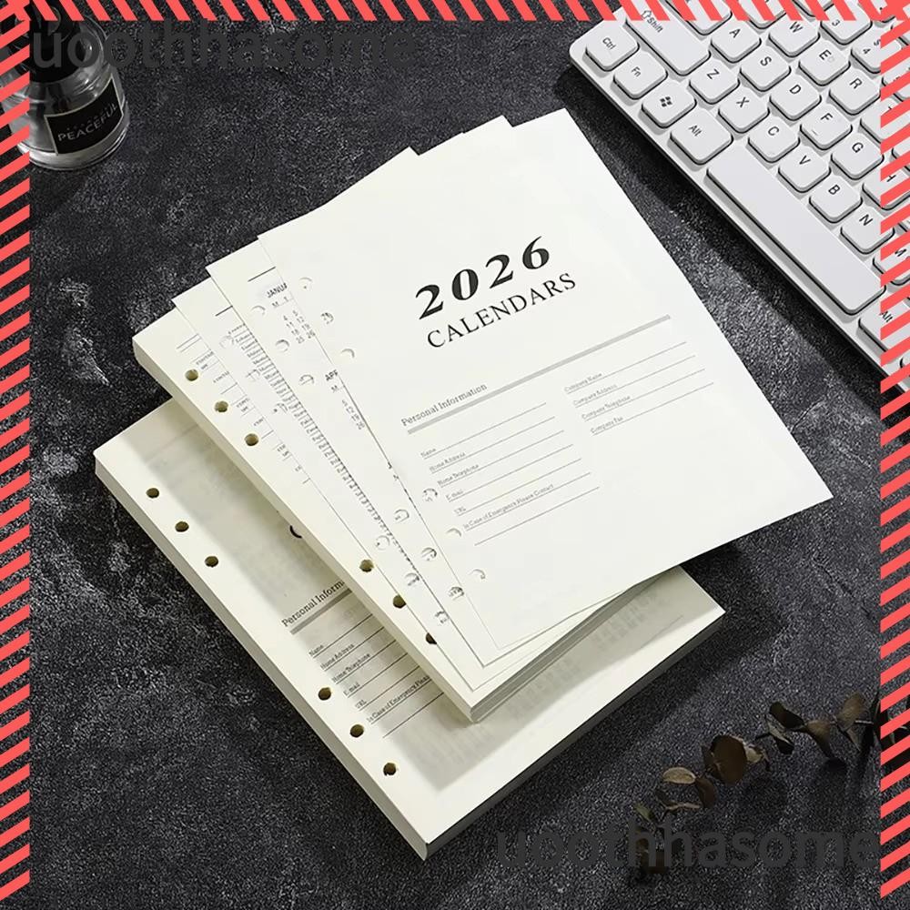 UOOTHASOME A5 Notebook, Loose Leaf Perforated Sheets Binder หน้าด้านใน, Refill Page Daily Planner 36