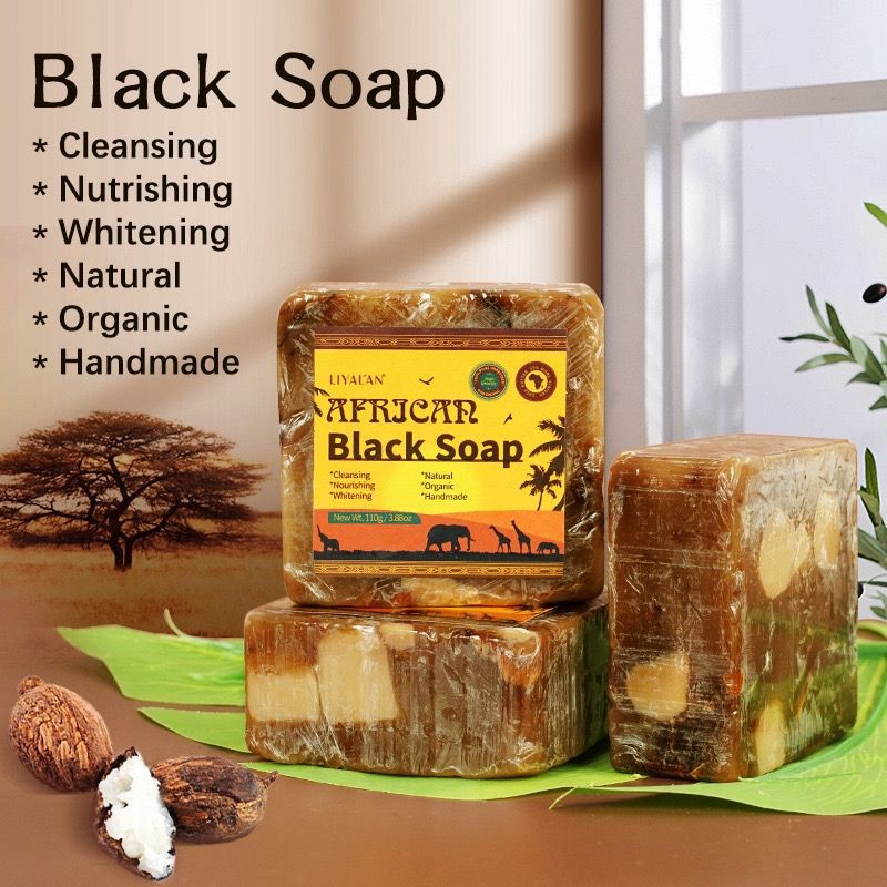 Daily Goodies#African soap African black soap raw black soap body cleaning12DFJX
