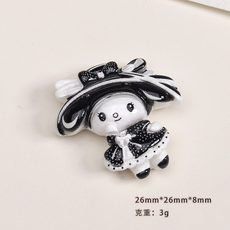 [3#][1-2pcs/bag]อุปกรณ์เสริมเรซิ่นขนาดเล็ก สีดำและสีขาว สำหรับตกแต่งพวงกุญแจ, เข็มขัด, และโทรศัพท์ - รูปที่ 7