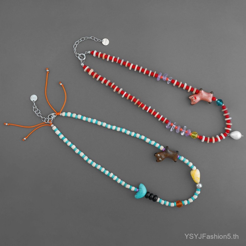 สุนัขตลก Niche Design Playful ไข่มุกน้ําจืด Amethyst Dopamine สร้อยคอลูกปัด