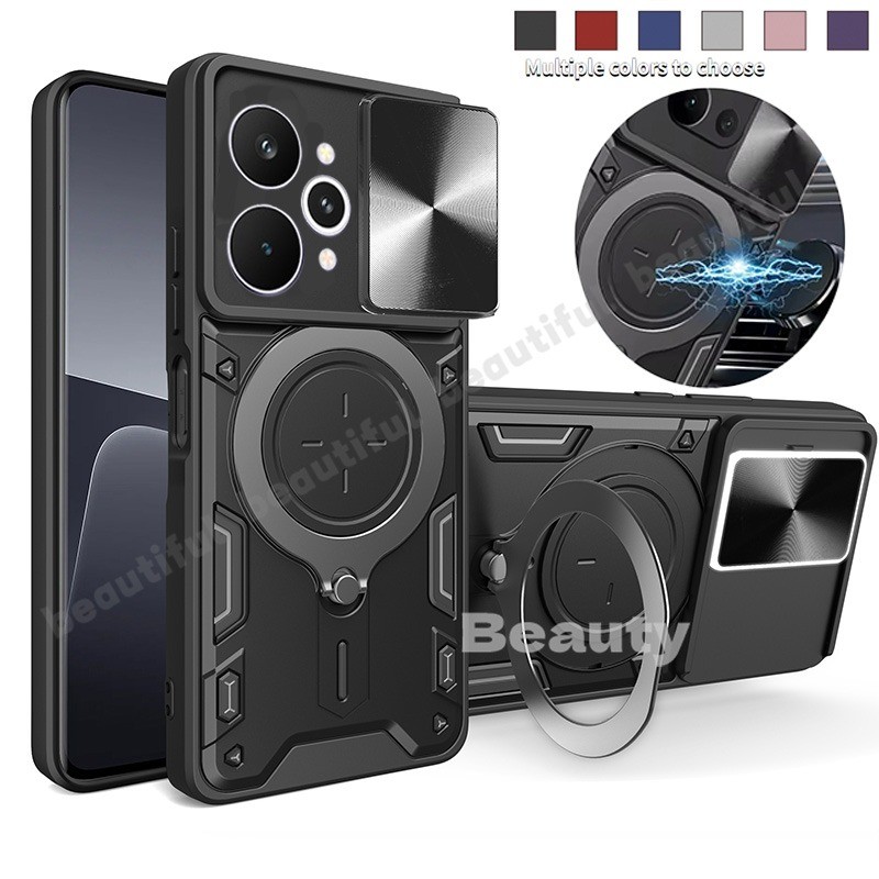 สําหรับRealme 15Pro 15 14 Pro T 15T 14Pro + 14XกันกระแทกเกราะPushดึงป้องกันกล้องเคสโทรศัพท์แหวนแม่เหล็กปกหลังสําหรับRealme15Pro