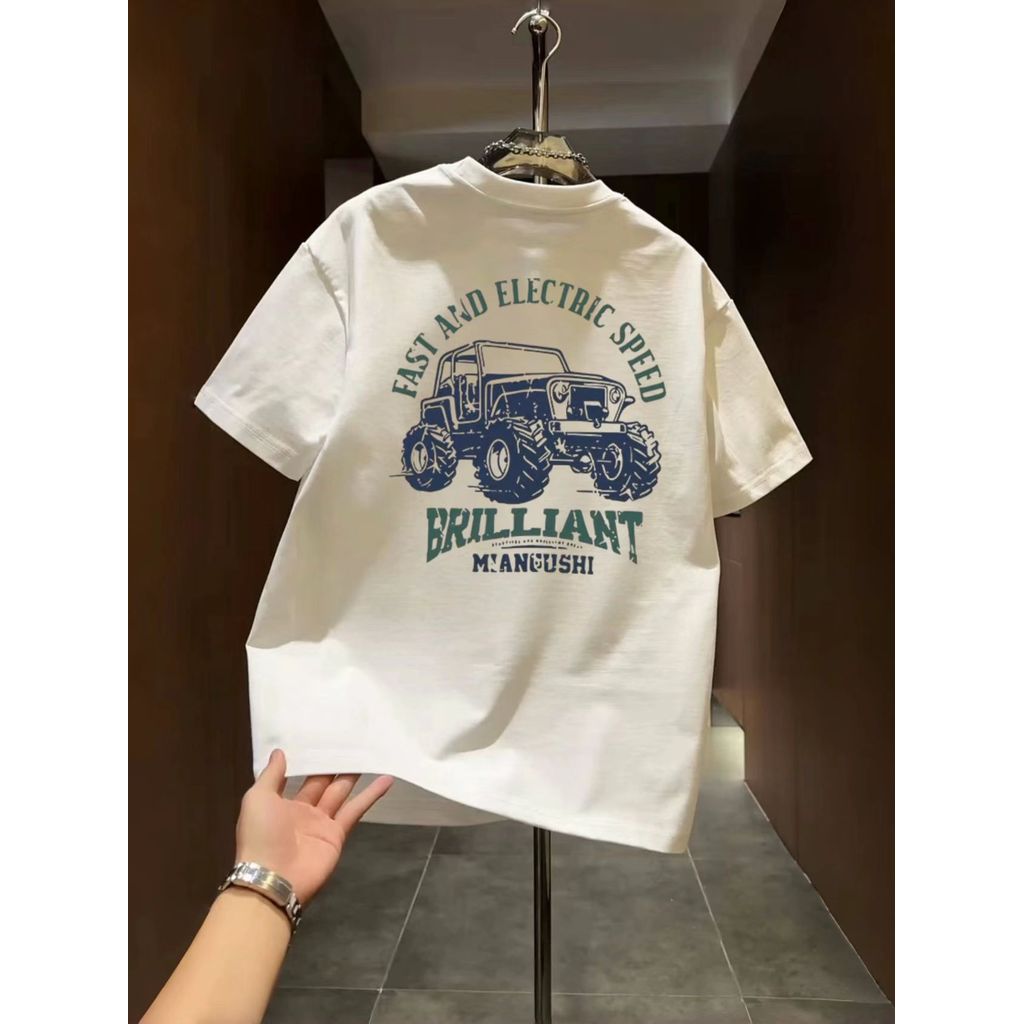 (ผ้าฝ้าย 100%)Luvoro oversize unisex เนื้อผ้านุ่มระบายแขนสั้น  T-shirt สีดำและสีขาว เสื้อยืดทูโทน เสื้อยืดแขนสั้น C1647