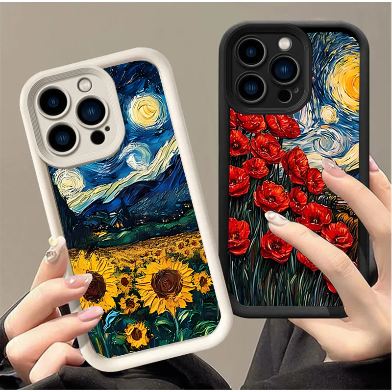 SAMSUNG Vincent Van Goghs Starry Night Flowr RoseปลอกสําหรับSamsung Galaxy J8 2018 j810 A12 J4 J6 Pl
