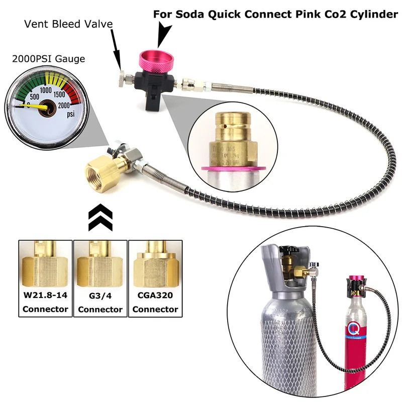 Soda Quick Connect สีชมพู Co2 กระบอกเติม Adaptor Filling Station Fit Soda @ stream Terra DUO Art กระ