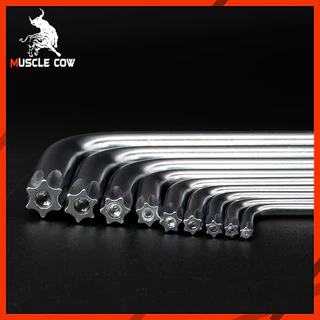 MUSCLE COW ประแจแอลหกเหลี่ยม 9 ตัวชุด เหล็ก CR-V ทนทาน เลือกได้หลายหัว (หัวตรง, หัวบอล, หัวดาวมีรู) ใช้งานมืออาชีพ