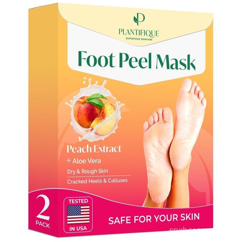 PLANTIFIQUE Peach Foot Peel Mask - Foot Mask for Dry Feet - Callus Remover - Foot Exfoliating Mask -