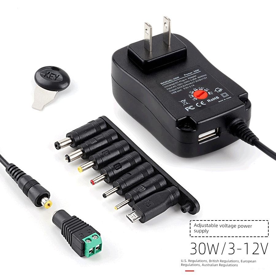 ปลั๊กไฟ panasonic ปลั๊กไฟ มอก DC ปรับแรงดันไฟฟ้าอะแดปเตอร์3V4.5V6V7.5V9V12V ที่มี220v ต่อ USB ปลั๊กช