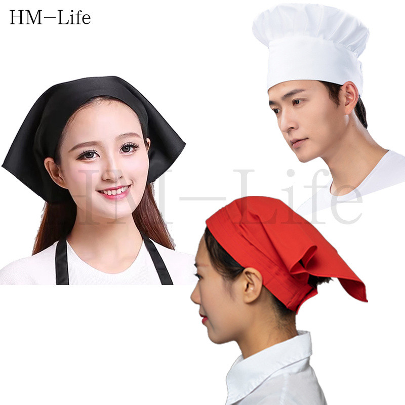 หมวกพ่อครัว รูปทรงเห็ด (3แบบ หลายสี) - ใช้ทำอาหารในบ้าน โพกหัว - จัดส่งจากประเทศไทย