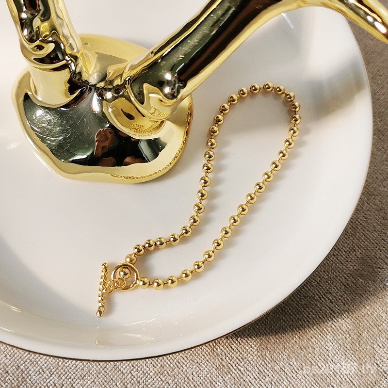 Dongdaemun All-Match เงินสเตอร์ลิงเกาหลี S925 หญิง Niche SL-1 Basic รอบลูกปัดสร้อยข้อมือ ZR4O