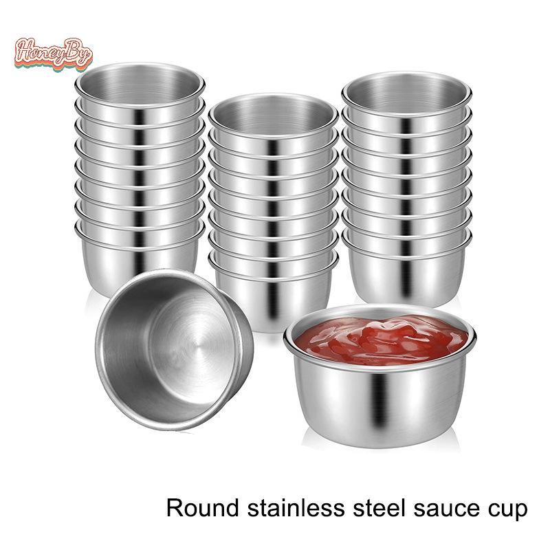 Honeybird 1 ชิ้นชามจุ่มซอส 304 สแตนเลสจุ่มถ้วยรอบจานซอส Mini Reusable ถ้วยเครื่องปรุงรสถ้วยจุ่ม Nice