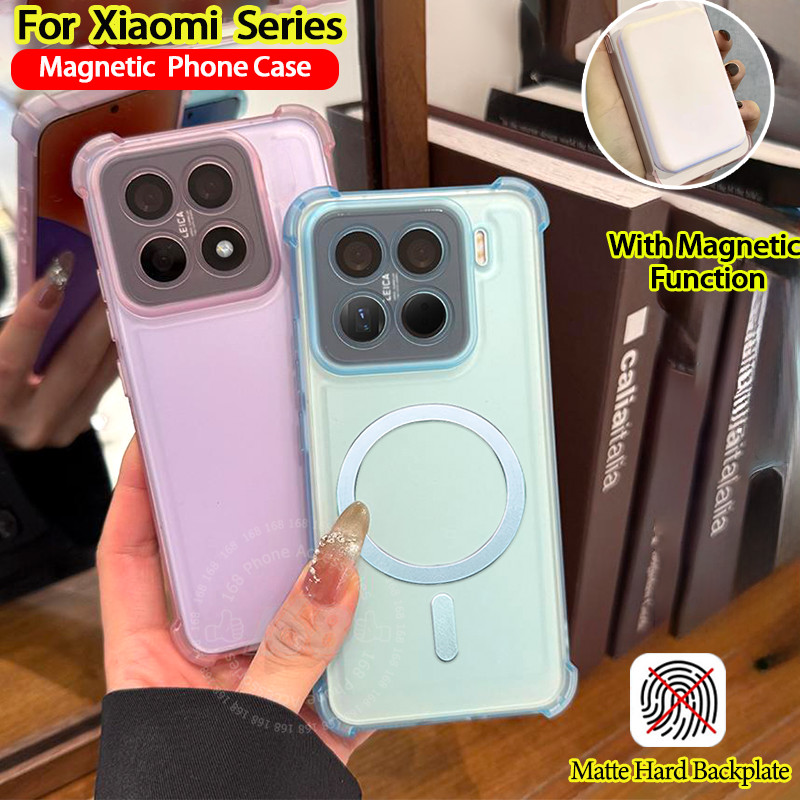 เคส Xiaomi 17T 15T 15T Pro เคส Xiaomi 17T 15T 14T เคสแม่เหล็กกันกระแทกสีหวาน พร้อมตัวป้องกันเลนส์กล้อง พื้นผิวด้านนุ่มหนา บัฟเฟอร์อากาศ เคสโทรศัพท์เรียบง่าย