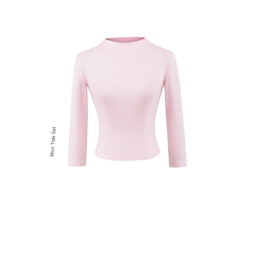 เสื้อยืด เสื้อชมพู Bเอ็ม เอ็มICN เสื้อยืดสีชมพูสุดฮอตสไตล์อเมริกันสำหรับผู้หญิงเสื้อยืดแขนสามส่วนคอค