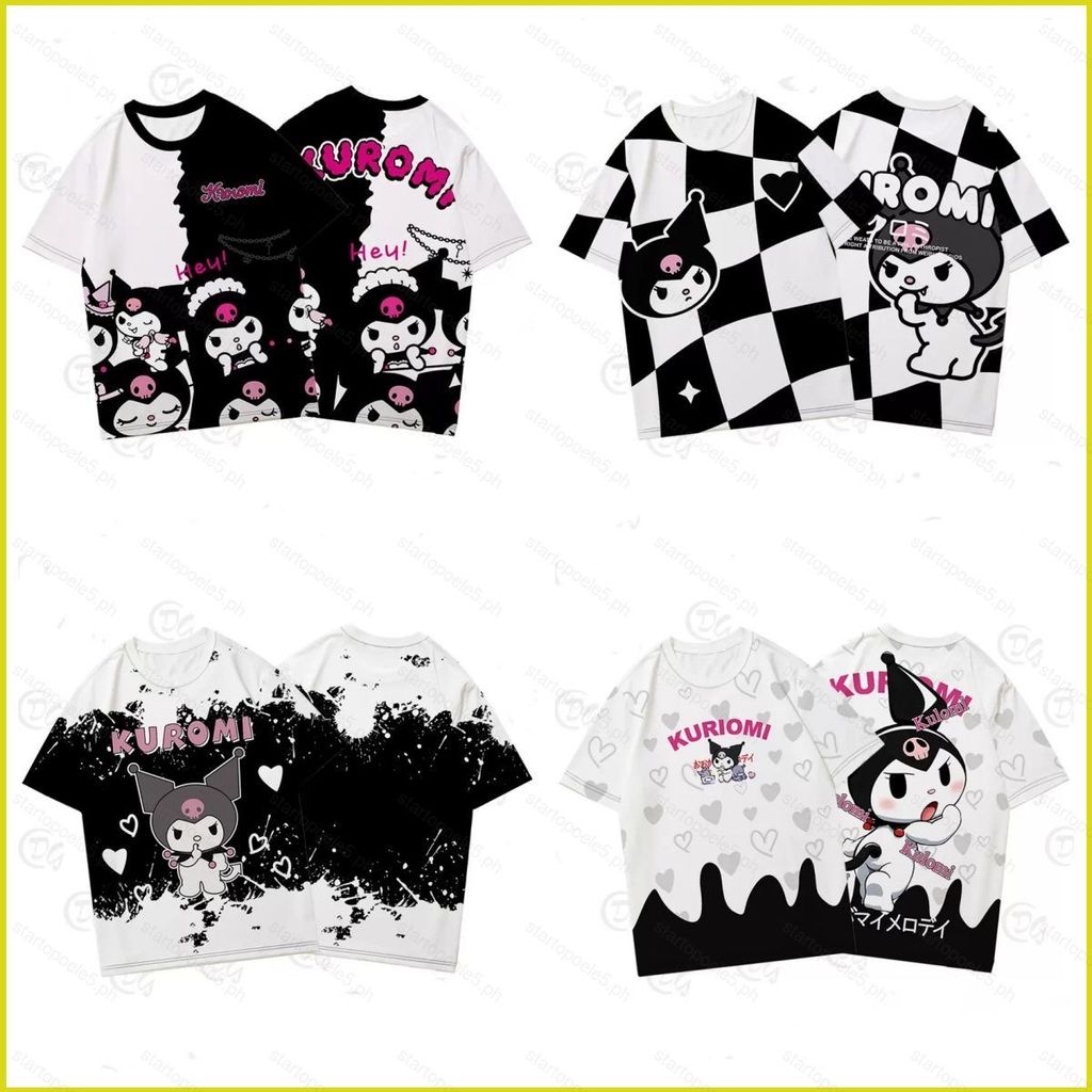 ST5 Sanrio Kuromi คอสเพลย์ผ้าการ์ตูน 3D ฤดูร้อนเสื้อยืดสําหรับเด็กผู้ใหญ่อะนิเมะแขนสั้น TS5