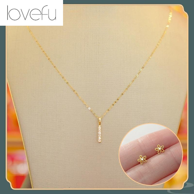 18K Saudi Gold Pawnable Nasasangla 99.99% สร้อยคอยาวเพทายต่างหูเพทายชุด 18" คริสต์มาส