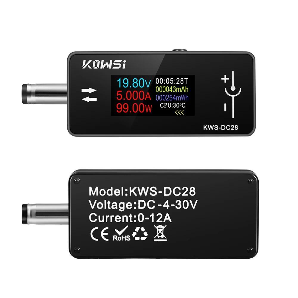 KWS-DC28 แรงดันไฟฟ้าแอมป์มิเตอร์เครื่อง 0.96 นิ้ว TFT HD จอแสดงผลดิจิตอล DC 5.5*2.5 เครื่องทดสอบอินเ