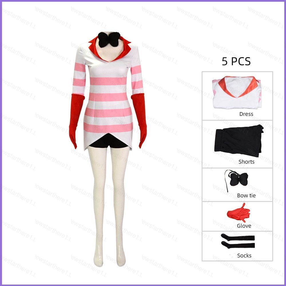 ชุดคอสเพลย์Hazbin Hotel Angel Dust AD สำหรับงานปาร์ตี้ฮาโลวีน SN1