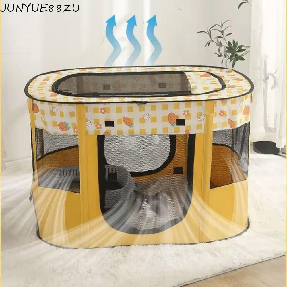 JUNYUE88ZU Pet Playpen, กรงสัตว์เลี้ยงพับได้แบบพกพา, ทนทาน Breathable ที่ถอดออกได้ 300D ผ้า Oxford C