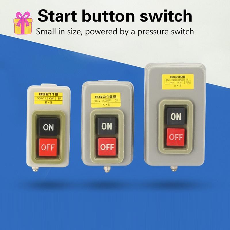 [INTH] สวิตช์ปุ่มสตาร์ท AC380V สามเฟส BS211B BS216B BS230B Motor Control Start Stop Switch [ดีกว่า]