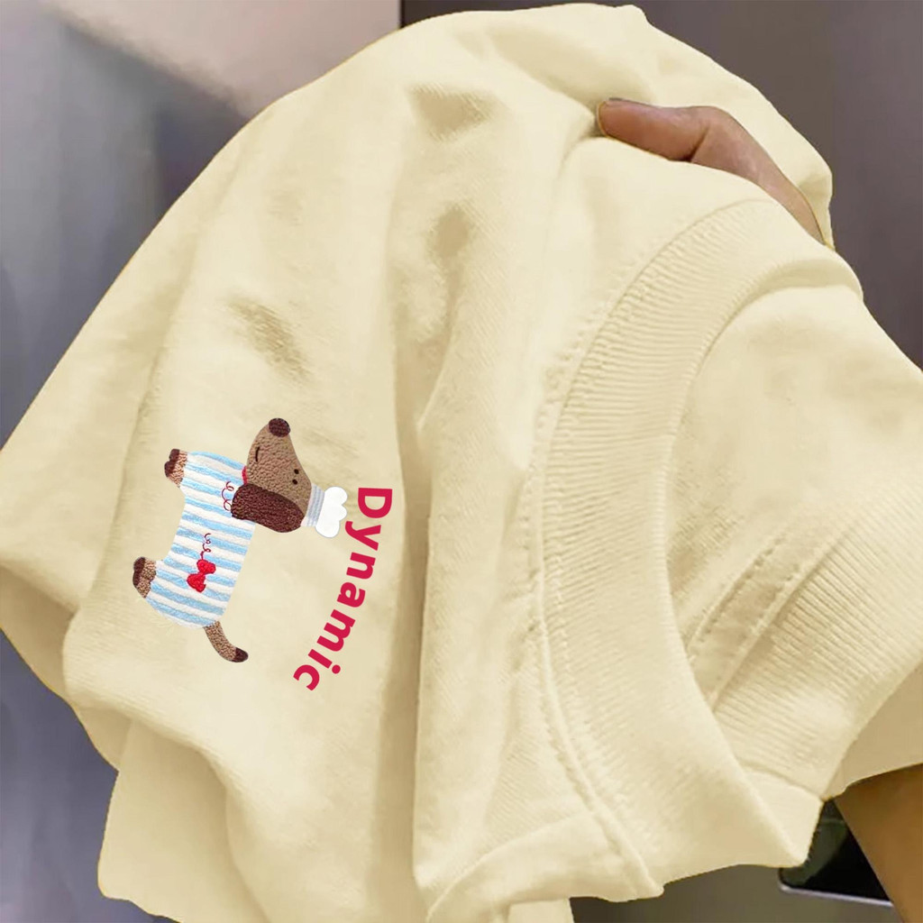 You-T 🐶 เกาหลีสไตล์ เสื้อยืด ผู้หญิง OVERSIZE พิมพ์ลาย "DOG Dynamic" ผ้าCOTTON โคตรนุ่ม เสื้อคอกลม ส่งจากไทย