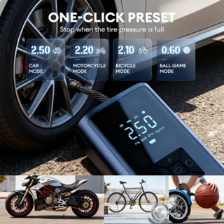 ปั๊มลมพกพา จอLED ไฟส่องสว่าง สูบลมไฟฟ้า เครื่องสูบลมอัตโนมัต…