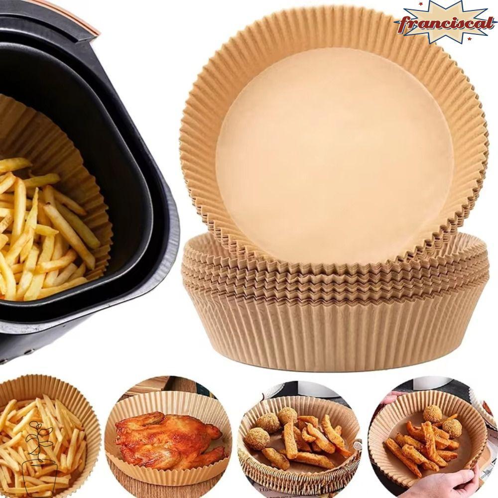 FRANCISCAL 20/50/100 ชิ้น Air Fryer กระดาษอบกันน้ําแบบใช้แล้วทิ้ง, กระดาษทอดไม่ติดกันน้ํามันสําหรับ Steamer มัฟฟิน Cupcake