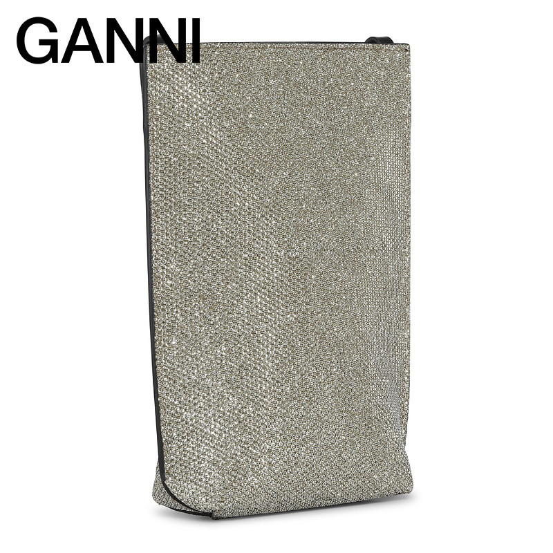 [Double 12 Carnival] Ganni Ladies New Style Golden Small Crossbody Bag Shoulder Mobile Phone Bag A46