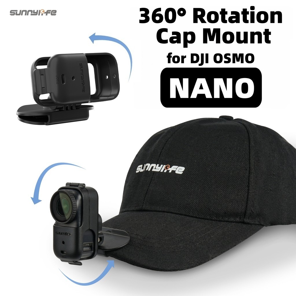 คลิปหนีบหมวกเบสบอล Sunnylife สําหรับ DJI OSMO Nano - คลิปหนีบหมวกแบบปรับได้แนวตั้งและแนวนอนสําหรับอุปกรณ์เสริม DJI Osmo Nano