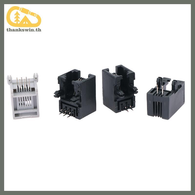Thankswin 10PCS RJ11 โทรศัพท์ซ็อกเก็ตโค้ง Pin 95001 4P4C 6P6C 6P4C หญิงแจ็ค Pcb Connector ซ็อกเก็ตโท