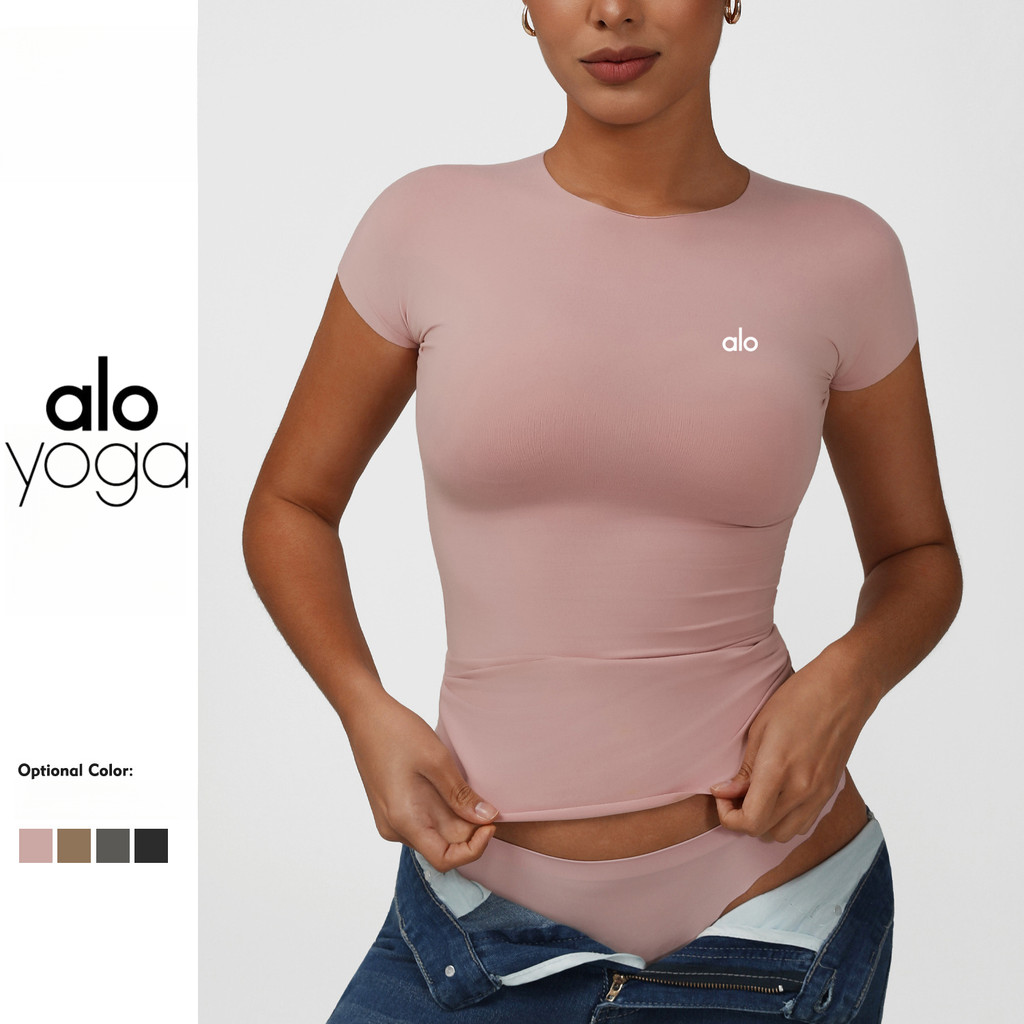 al0 Short Sleeve T-shirt High Elastic Nude Feel Yoga Fitness Sports T-shirt Casual Tight T-shirt Wom