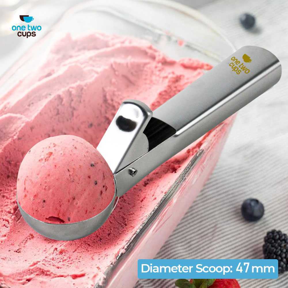 One Two Cups Stainless Steel Ice Cream and Fruit Scoop 430 47mm Ice Cream Scoop rujak