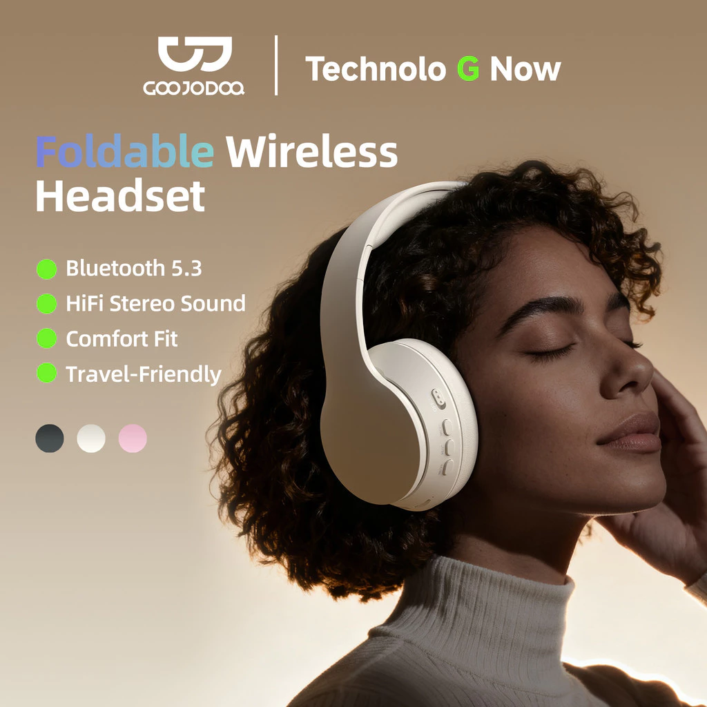 GOOJODOQ Foldable Headphones HiFi Stereo Sound Long Battery Life Multi-mode Playback