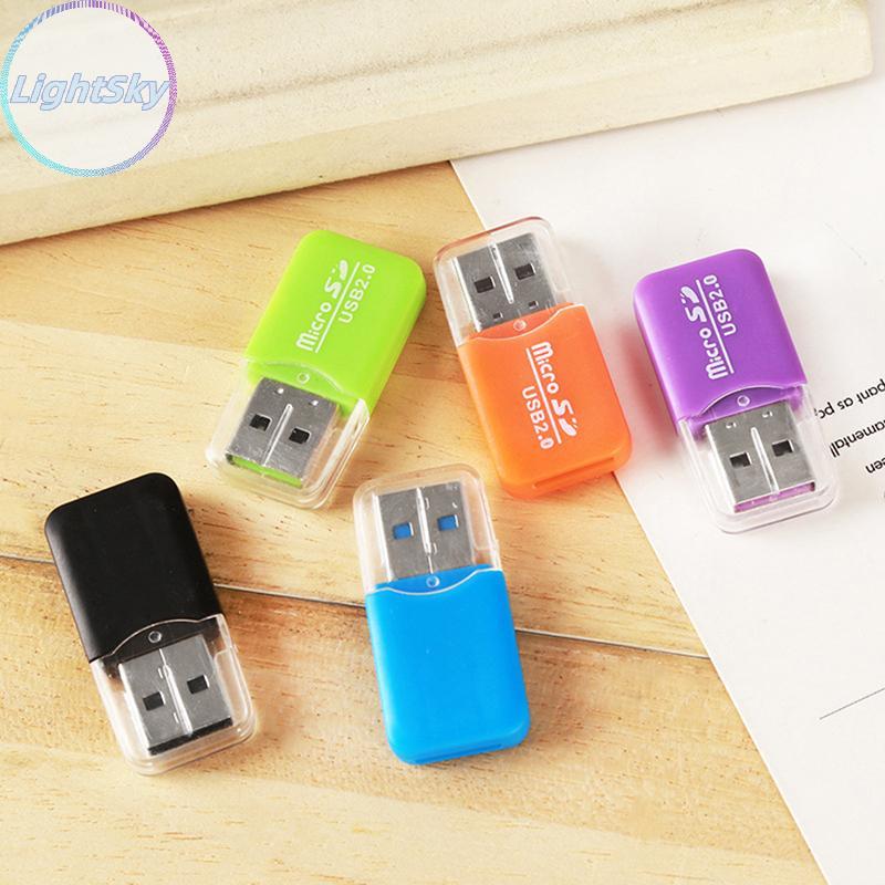LightSky ใหม่ Mini Memory Card Reader USB 2.0 อินเทอร์เฟซ Micro SD TF แฟลชแบบพกพาอะแดปเตอร์คุณภาพสูง