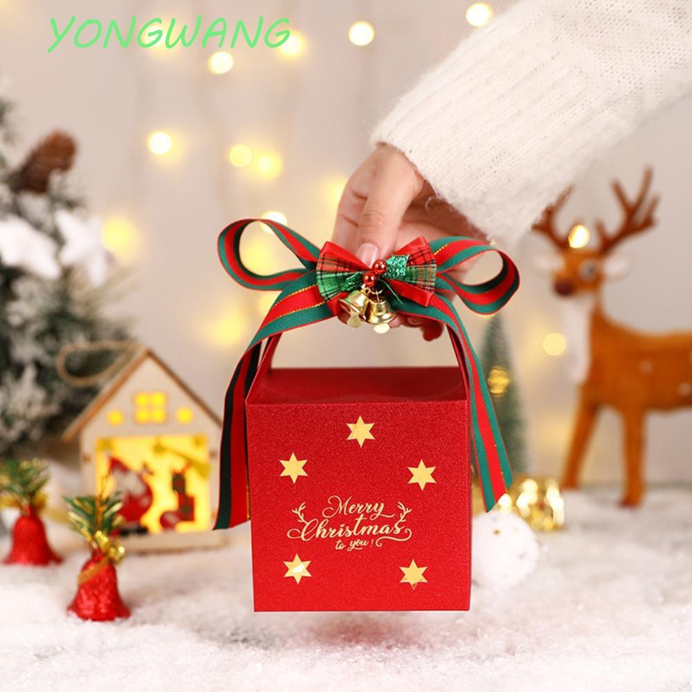 YONGWANG 6PCS Christmas Gift Packing Box, Square Glitter Christmas Candy Box, Baking Packing Box wit