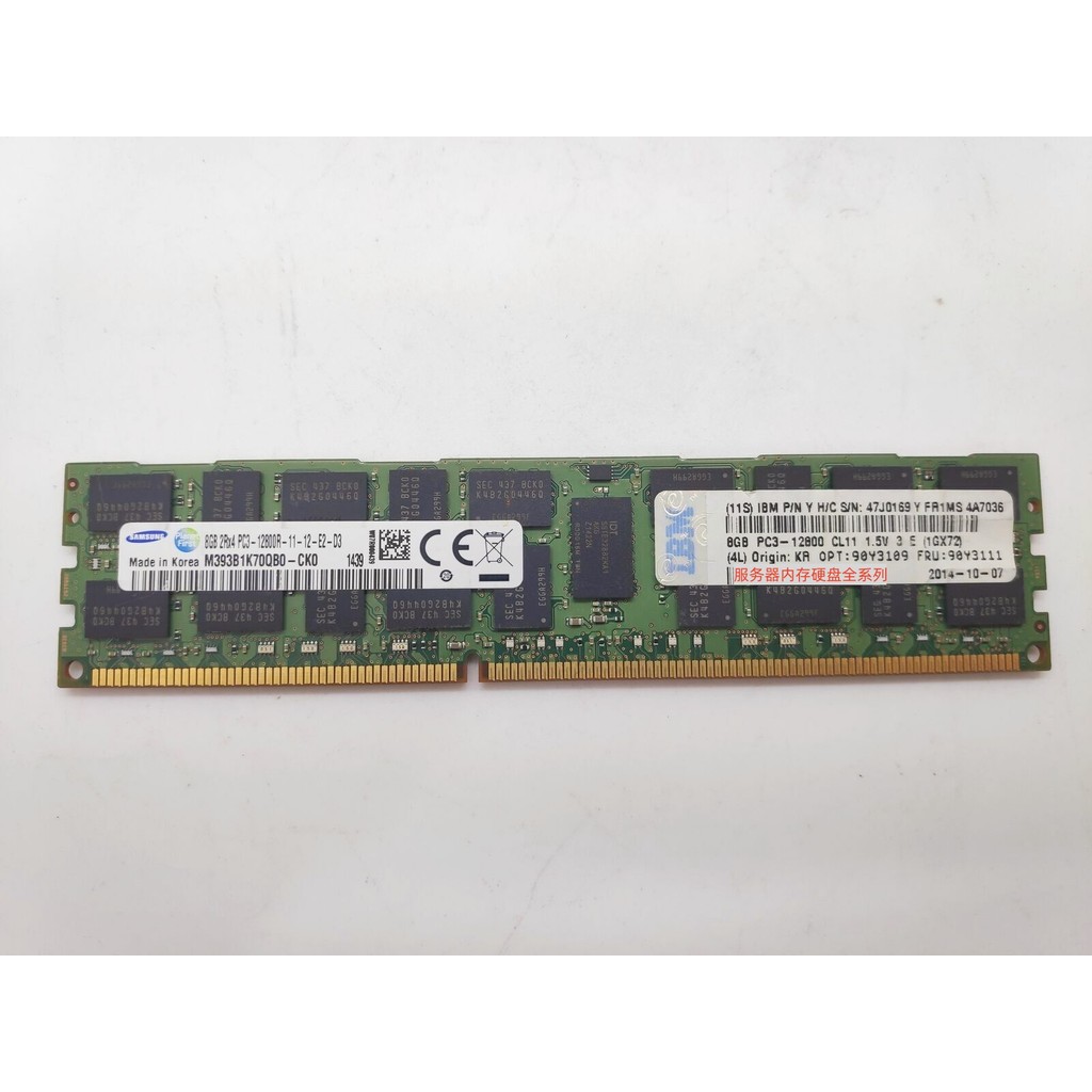 IBM 90Y3111 47J0169 หน่วยความจําเซิร์ฟเวอร์ 8G 2R * 4 PC3-12800R 1600 ECC REG