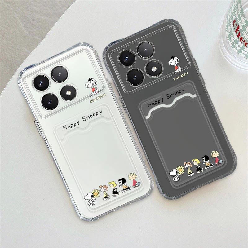 SoftCase ATM ID Card Snoopy Happy Pattern สําหรับ Redmi K50 Ultra K60 Ultra K70E 9 Power 9T 9 Prime 