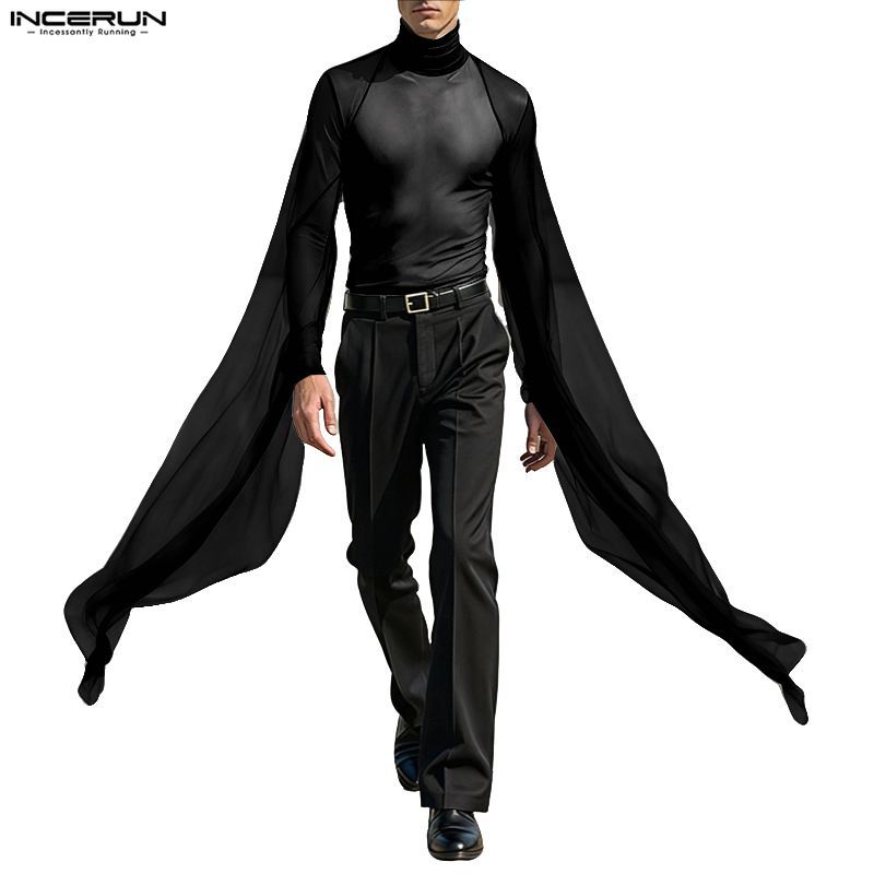 INCERUN เสื้อยืดผู้ชาย Deconstructed Splicing Flying Piece สําหรับผู้ชาย