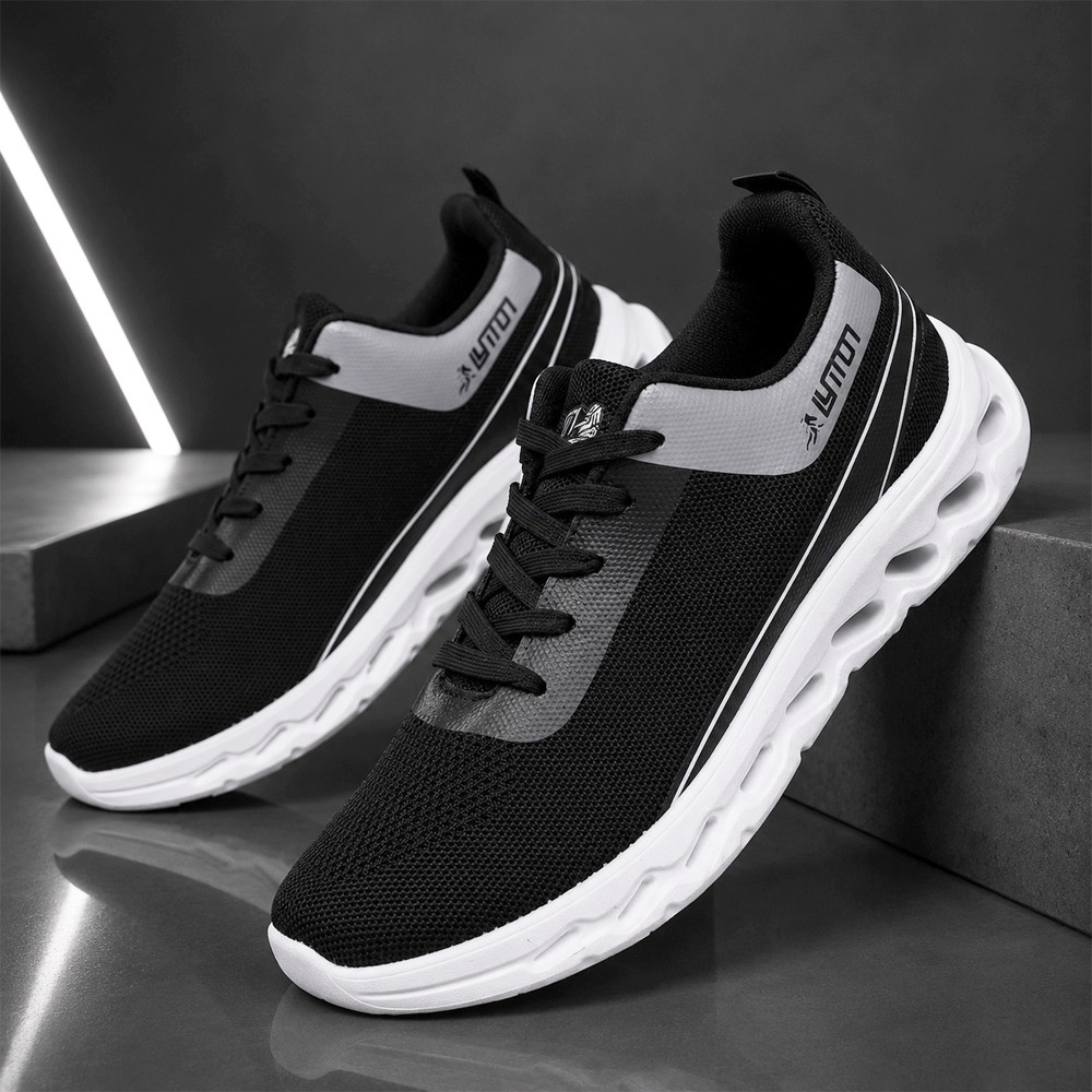 HMBRG Juhoon Mens Black School Shoes, Mens Sporty Casual Sneakers LV0704