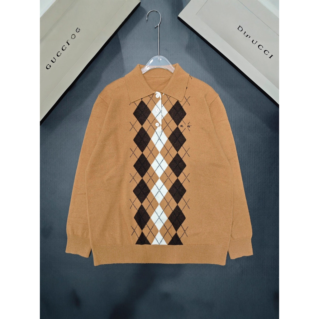 3L6B MIU เสื้อเชิ้ตแขนยาวคอปกเพชร olo  850380 รุ่นขนสัตว์